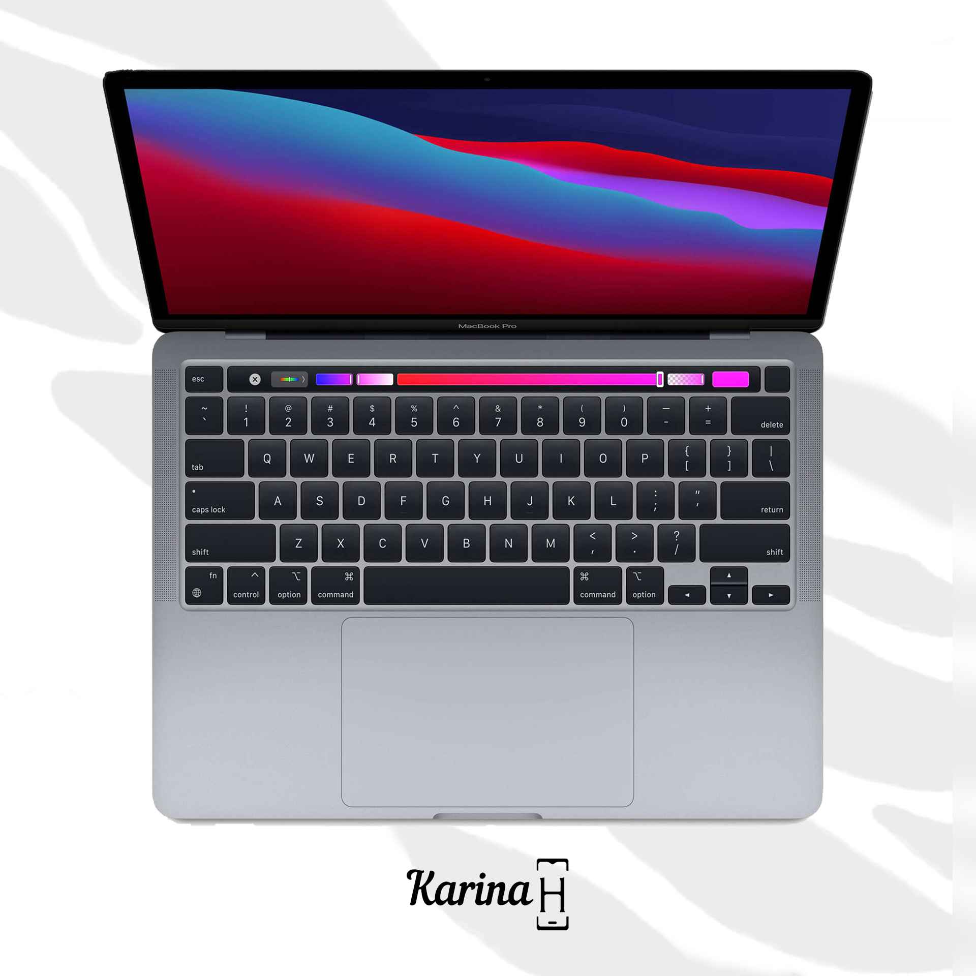 لپ تاپ 13 اینچی اپل مدل MacBook Pro MYD92 2020 همراه با تاچ بار نمای بالا